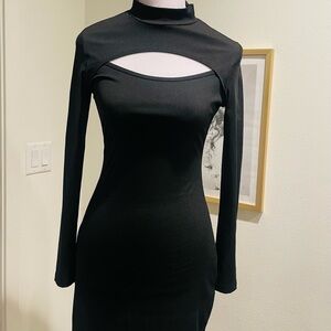 Elegant Black Cut-Out Dress